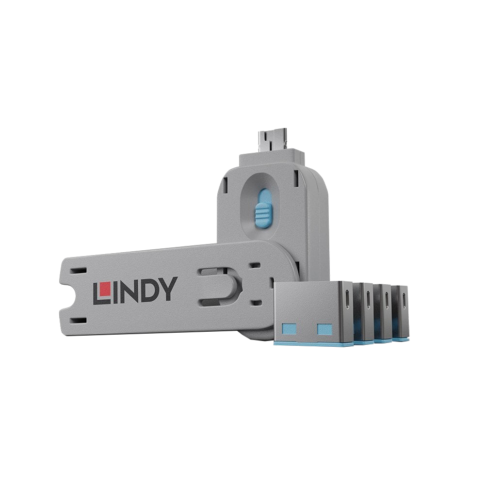 LINDY USB PORT BLOCKERS - PACK OF 4 BLUE (40452)